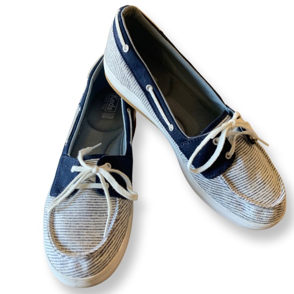 Keds Dream Foam Memory Navy & White Canvas Boat Shoe/Loafer Womens 10